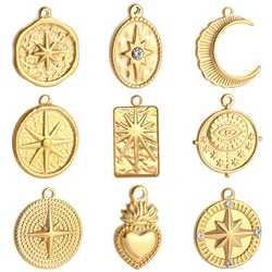 3pcs Wholesale Stainless Steel Casting Sun Moon Star Charms Starlight Pendant DIY Necklace Bracelet Earrings Jewelry Accessories