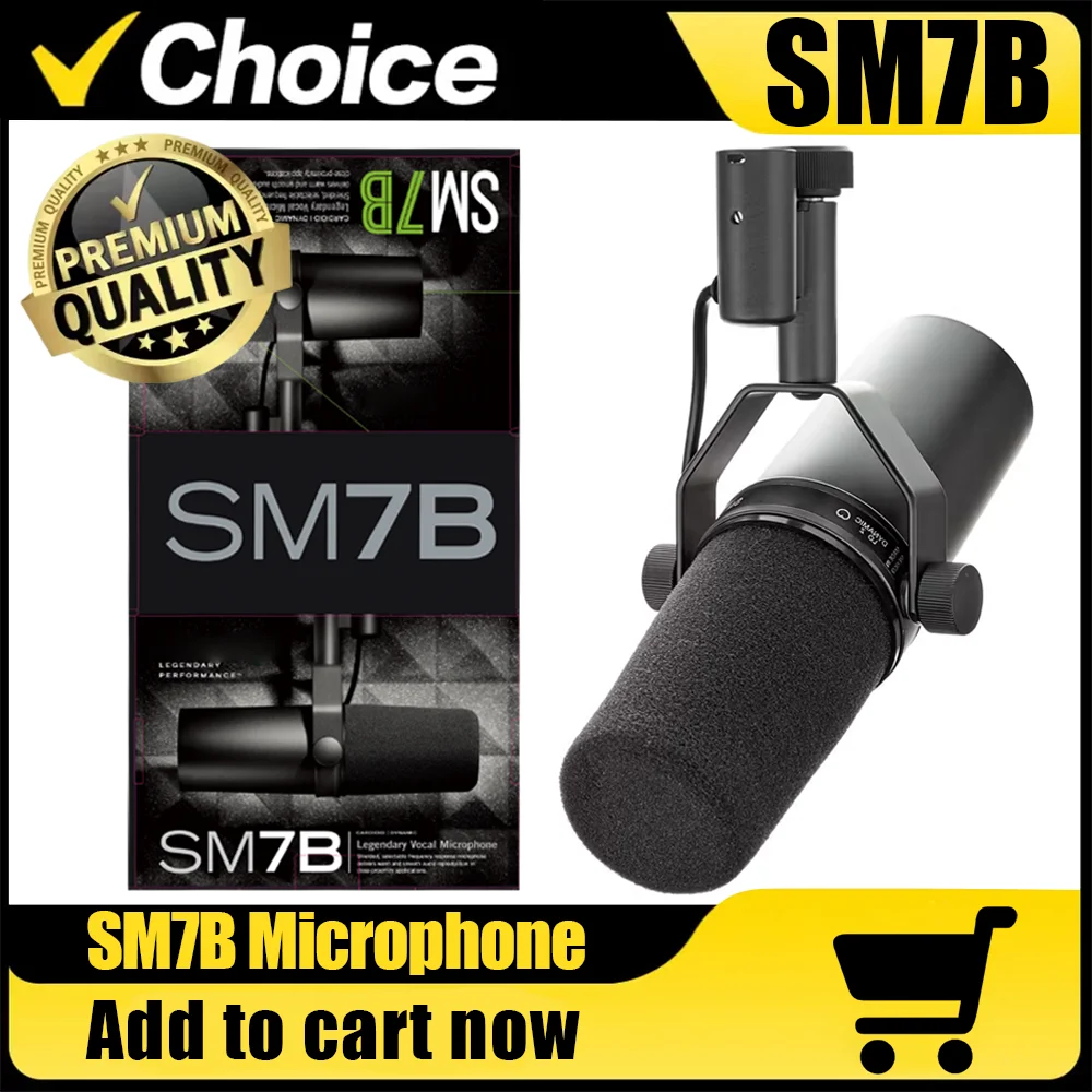 SM7B Microphone Vocal dynamique professionnel motif cardioïde ensemble de Studio de Podcast en métal noir pour enregistrement en Studio Podcasting