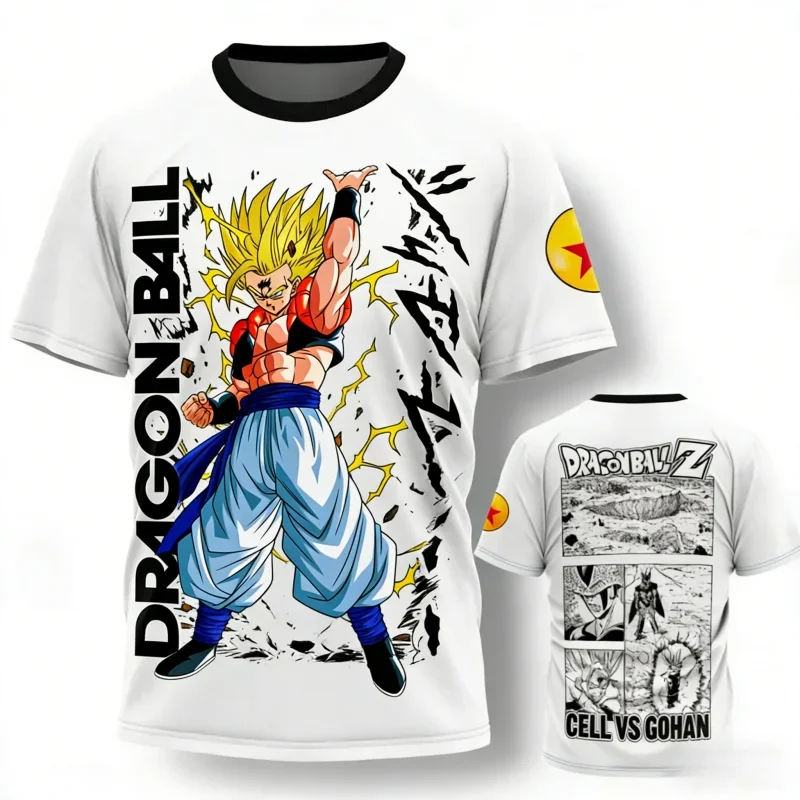 Summer 2026 New Dragon Ball Super Blue Gozo Geeta Comic Themed 3D Printed Breathable Quick Dry T-shirt Adult Parent-child Top