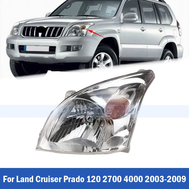 Front Bumper Main Headlight Headlamp Front Bumper Headlamp Assembly For Land Cruiser Prado 120 2700 4000 2003-2009 Head Light