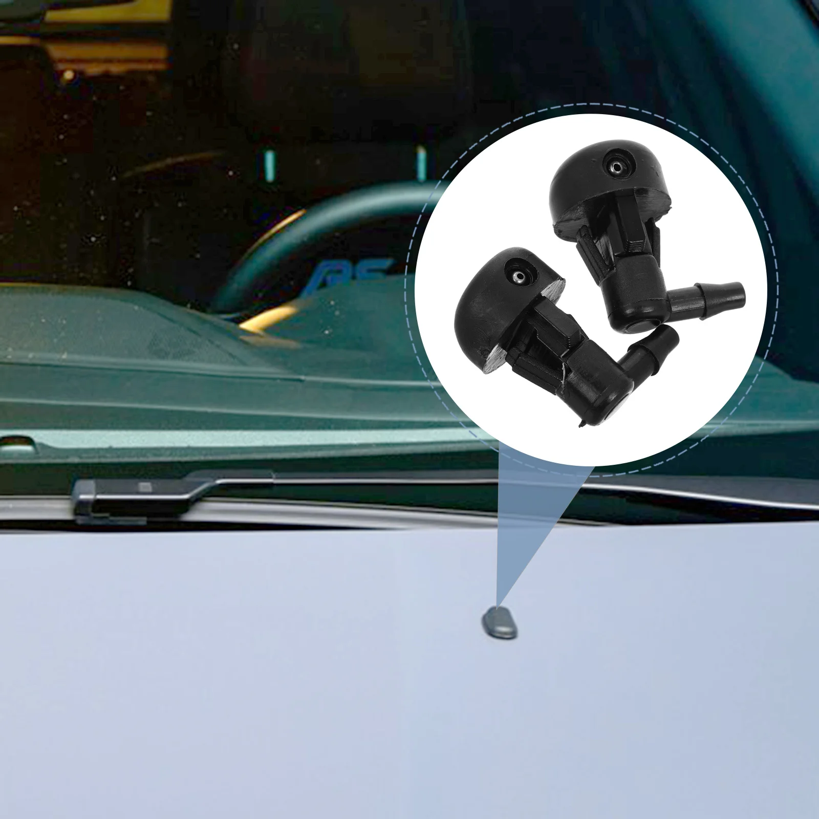 

2Pcs Car Windshield Wiper Nozzles High Efficiency Cleaning Durable Easy Install Precise Spray for Most Vehicles