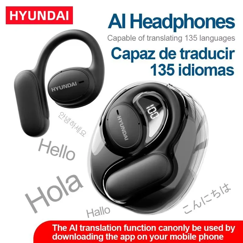 

AI Earphones HYUNDAI OWS Ear Hook Earbuds Sports Headphones AI Real Time Translation Meeting Travel Business Choice Openair5 AI