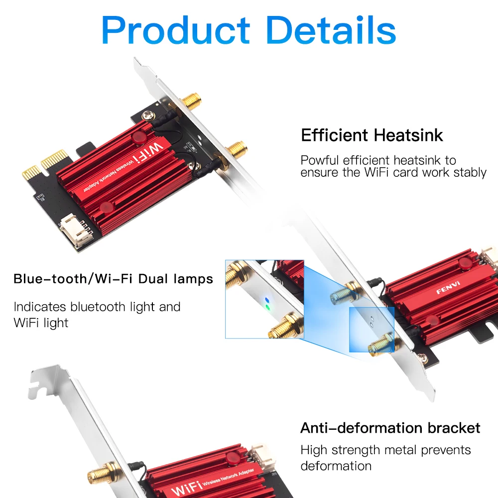 FENVI WIFI 5 AC1200 Wireless Adapter Bluetooth 4.0 Dual Band 2.4G/5GHz PCI-E 802.11AC Network Card Lan Receiver for Win7/10/11