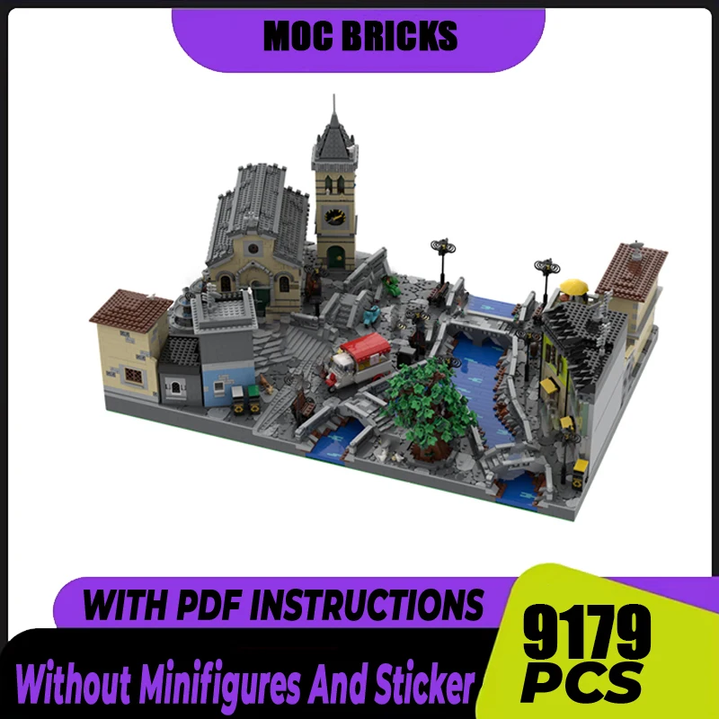 Street View Model Moc Building Blocks Italian Village Model Technology Brick DIY Assembly Construction Toy Holiday Gifts