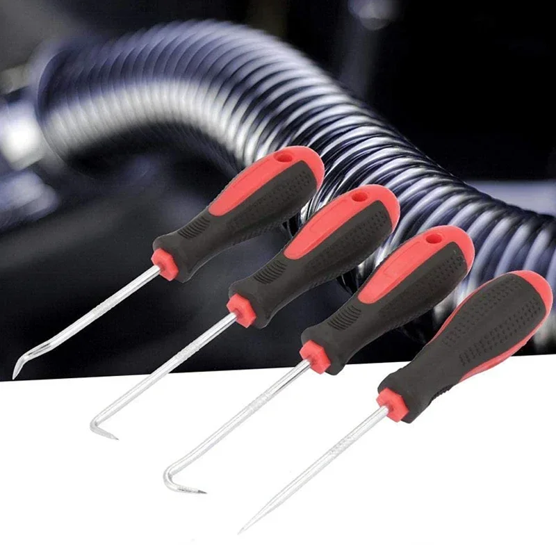 4Pcs Car Oil Seal Screwdriver Set Hose Removal Hook Set O-ring Seal Gasket Pick Puller Remover Car Repair Pick Hook Tool