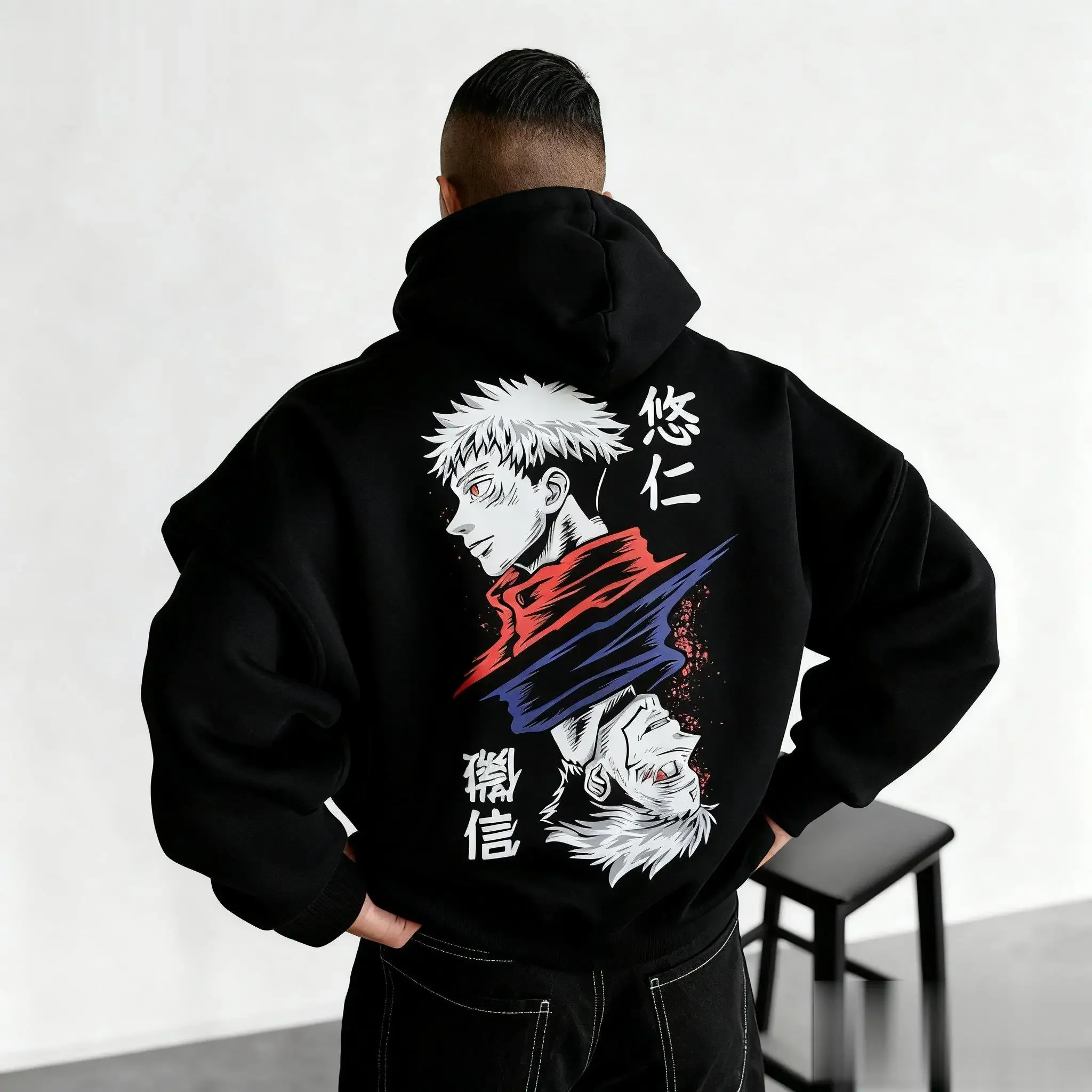 Autumn-Winter Jiu-Jitsu Competition Anime Print Hoodie for Men - Harajuku Y2K Comfortable and Loose Fit Sporty Top
