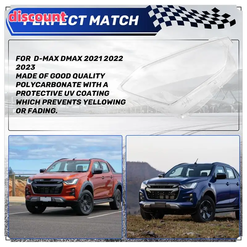 

Excellent Quality-Headlight Cover For Isuzu D-Max 2021-2023 Lamp Shade Headlight Lens For D-Max Transparent Lens Cover Right