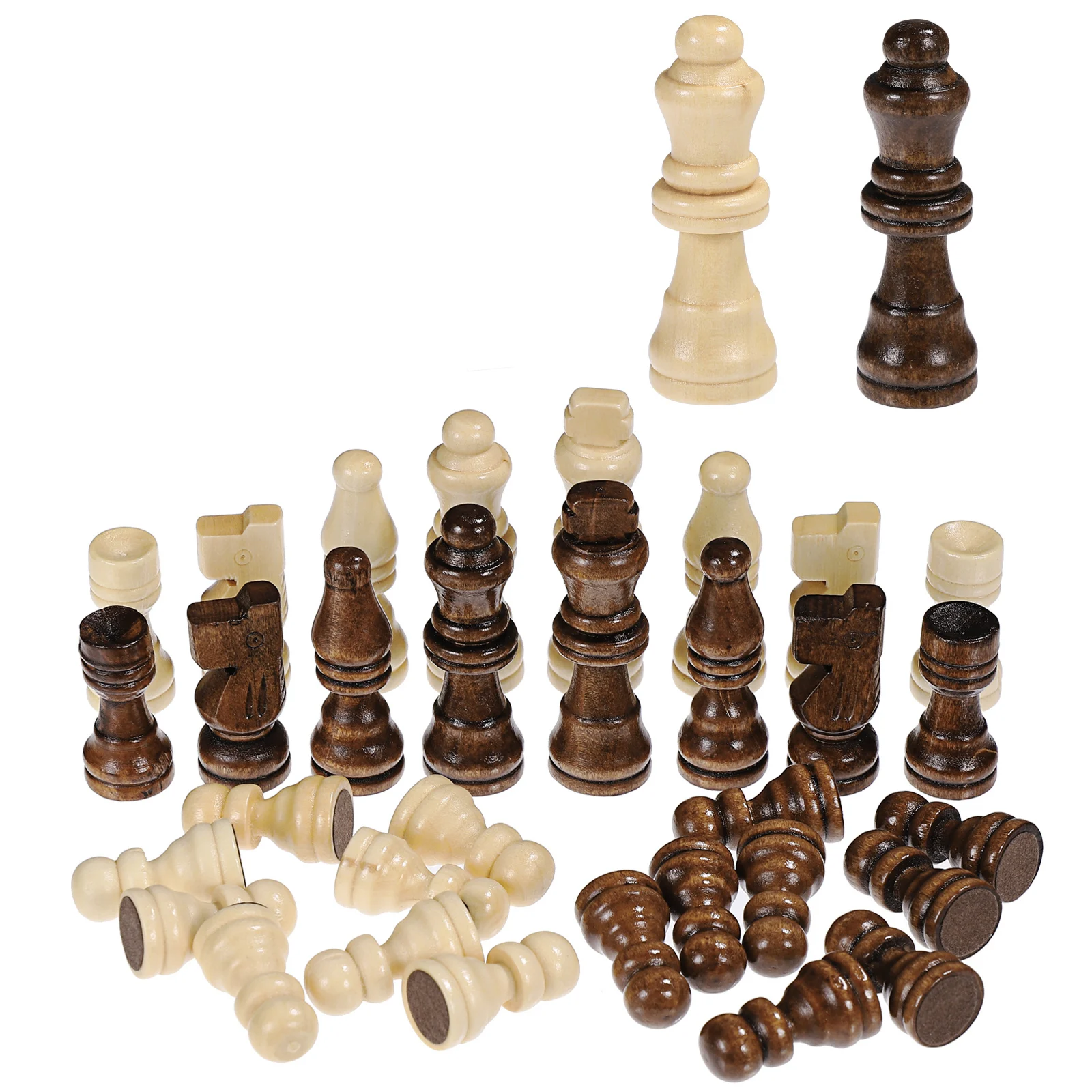 

32pcs Wooden 2.5 inch White Tournament Chess Pieces Wooden Chess Pieces Kids Learning Game Toy