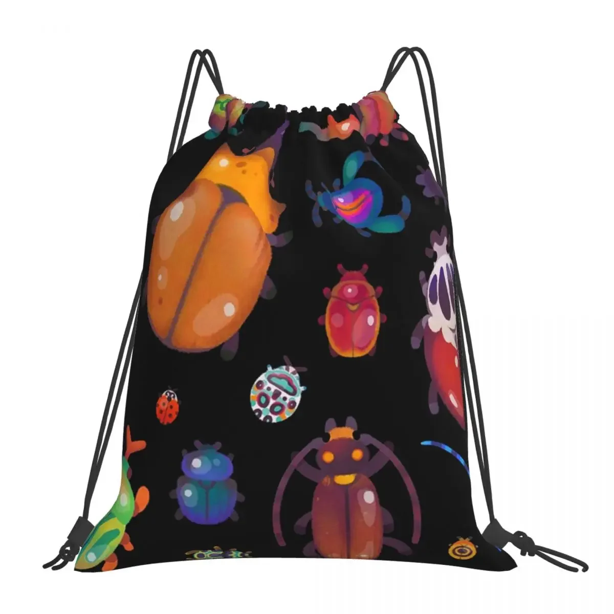 Beetle Backpacks Fashion Portable Drawstring Bags Drawstring Bundle Pocket Sports Bag BookBag For Travel Students