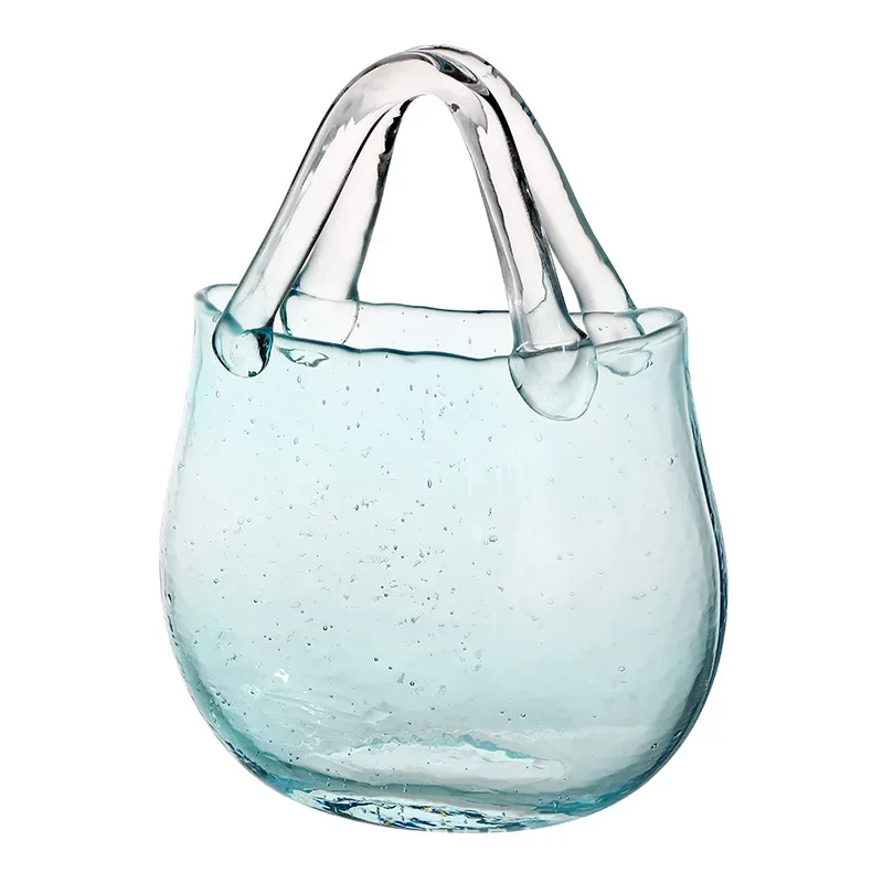 

Nordic creative bubble hand basket living room dining table flower arrangement dried flower hydroponic decoration bag glass vase