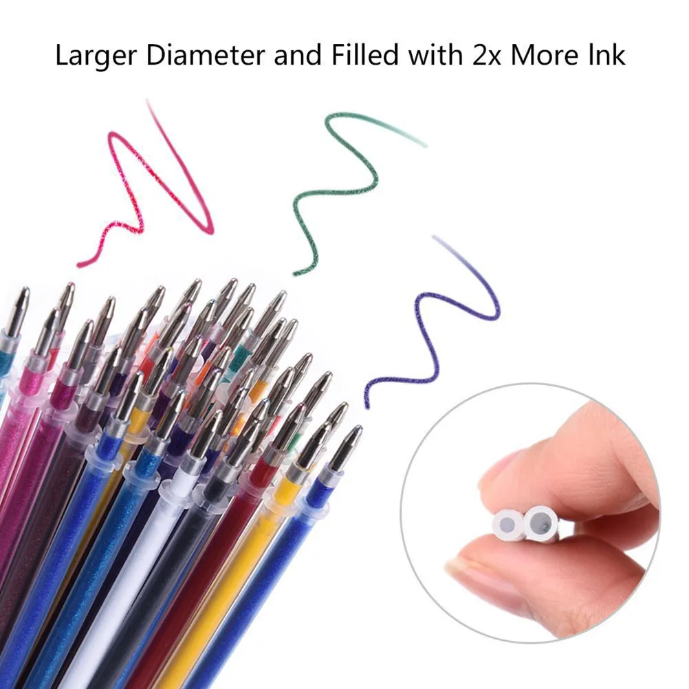 

12Pcs Glitter Gel Pen Refills Colorful Ink 100Mm Smooth Writing for Crafting Doodling Scrapbooking Handmade Cards Journals Study