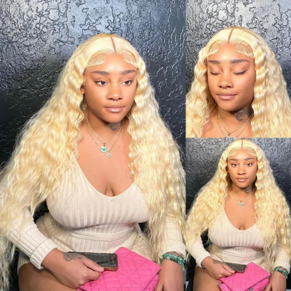 

Блондинка 613 hd Парик из натуральных волос на кружеве 13X6 Волнистые парики из натуральных волос для женщин 13X4 Свободные глубокие волны Предварительно выщипанные передние парики из человеческих волос