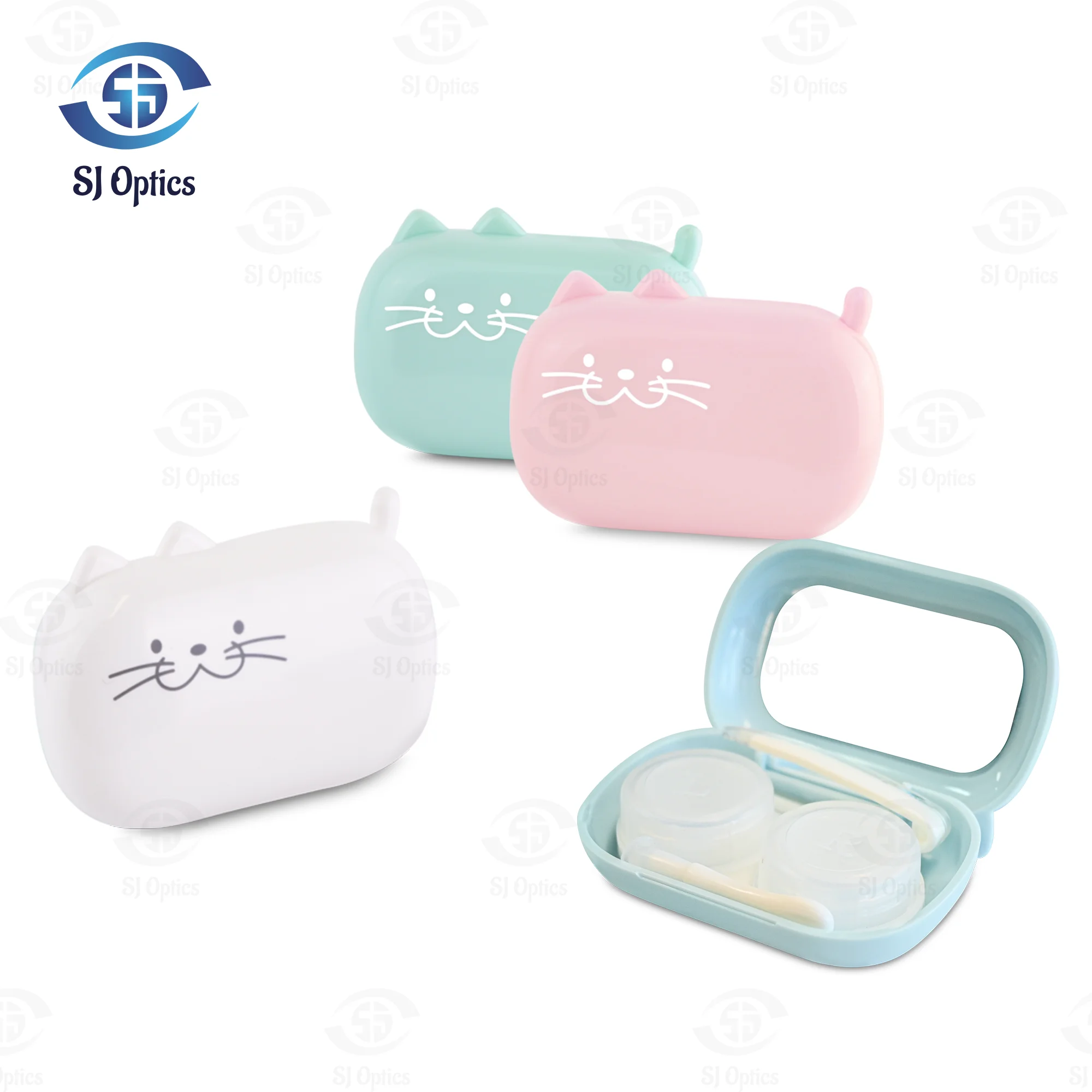 Lentes de contato coloridas plásticas para olhos, forma bonito do gato, contatos pequenos do olho, 1PC, 2 PCes