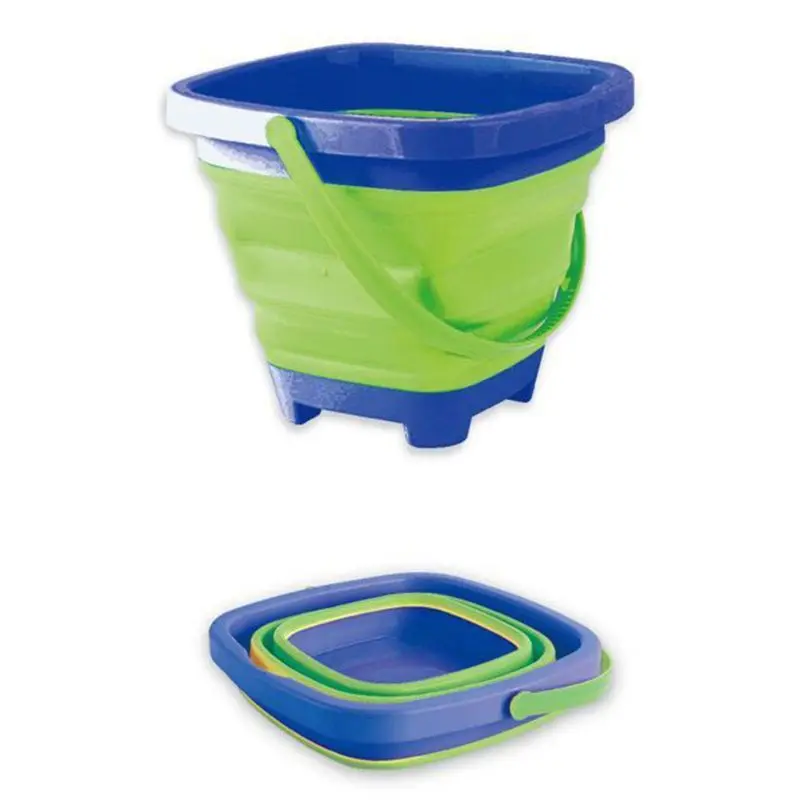 Portable Beach Bucket Sand Toy Foldable Collapsible Multi Purpose Plastic Pail Soft Rubber Folding Bucket for Children's Toys