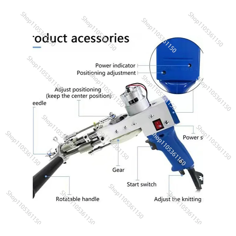 GT-2 2-in-1 Tufting Gun Manual Electric Carpet Weaving Machine Electromechanical Knitting Gun for DIY Carpet Rug Making