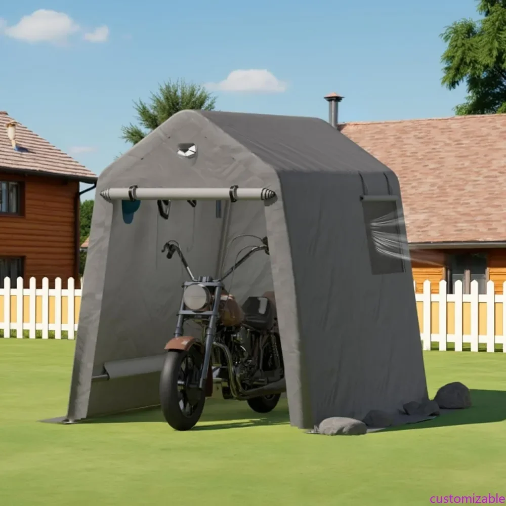 

Прочный навес для мотоцикла 6x8 с переносным тентом, рулонными дверями и вентилируемым окном