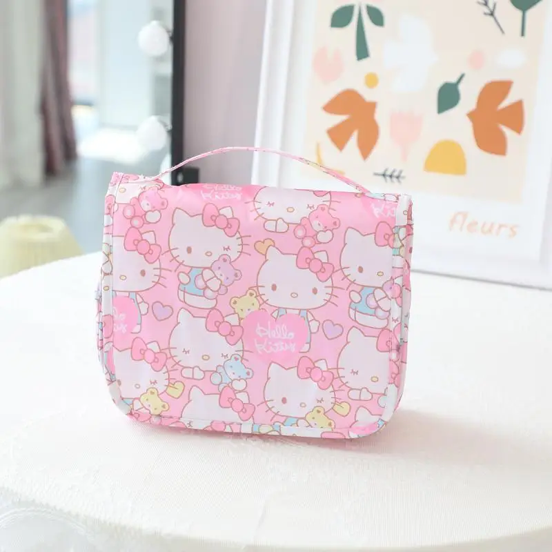 Hello Kitty Sanrio Makeup Bag Kuromi My Melody Cinnamoroll Kawaii Large Capacity Portable Travel Wash Storage Bag Cartoon Gift