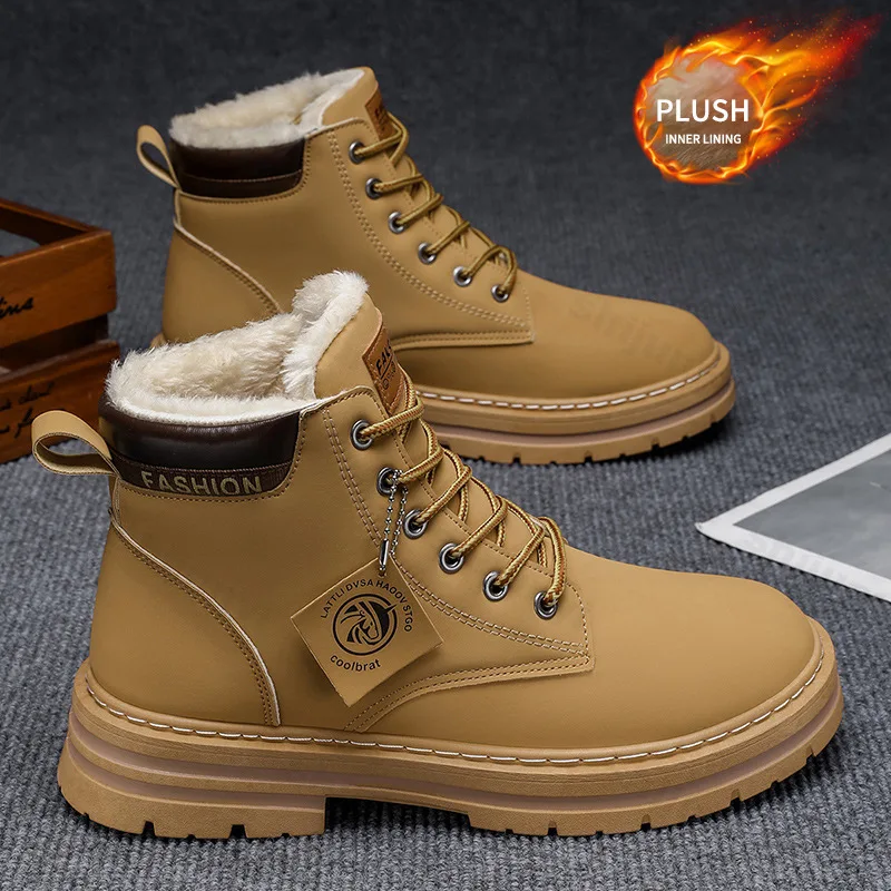 

Men Ankle Boots 2025 Fashion Winter Cold-proof Warm Plush Snow Boots Mens Cotton Boots Designer Work Non-slip Botas Para Hombre