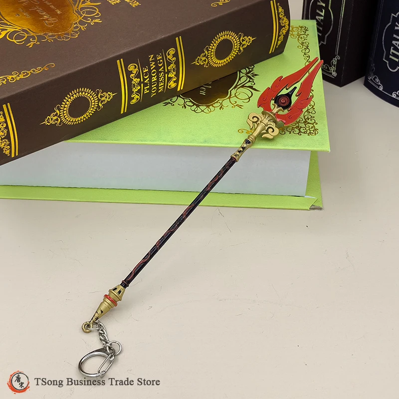 

Genshin Impact 22CM Game Peripherals Hu Tao Full Metal Replica Weapon Model Staff of Homa Spear Polearm Alloy Keychain Ornaments