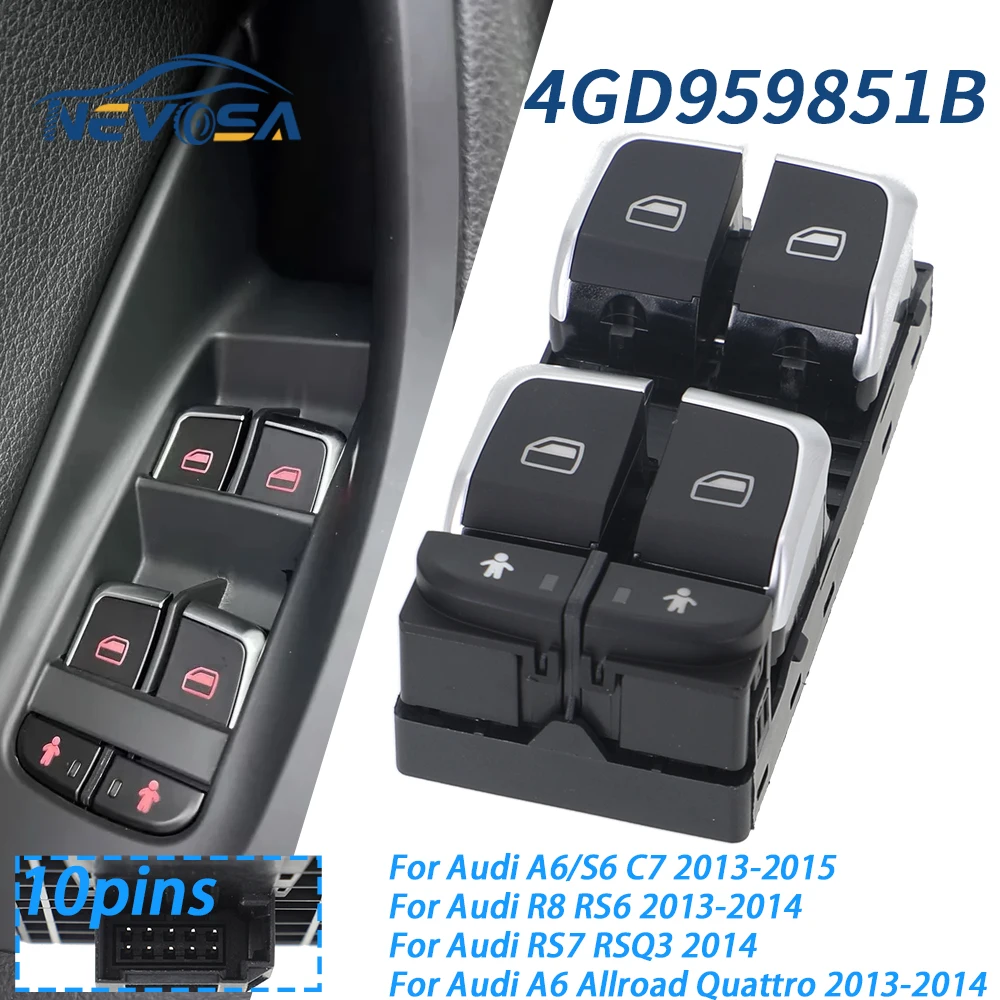 

For Audi A6 C7 A6 Allroad A6 Avant A6L RS7 LHD Master Switch Power Window Control Switch Button 4G0959851 4GD959851 4G0959851B