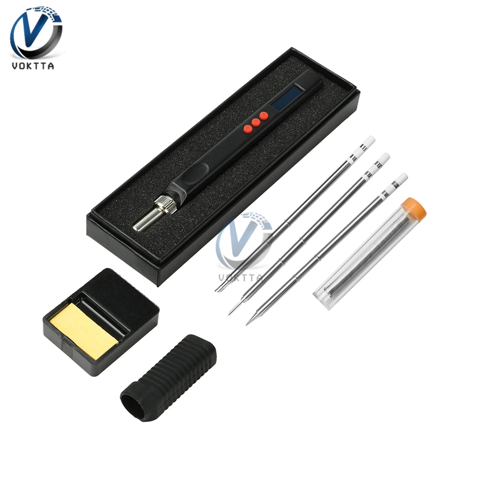 

PD65W Fast Charging Electric Soldering Iron T12 Smart Solder Iron Pen Kit Heating Tip Repair Tool Type-C DC5521 Dual Interface