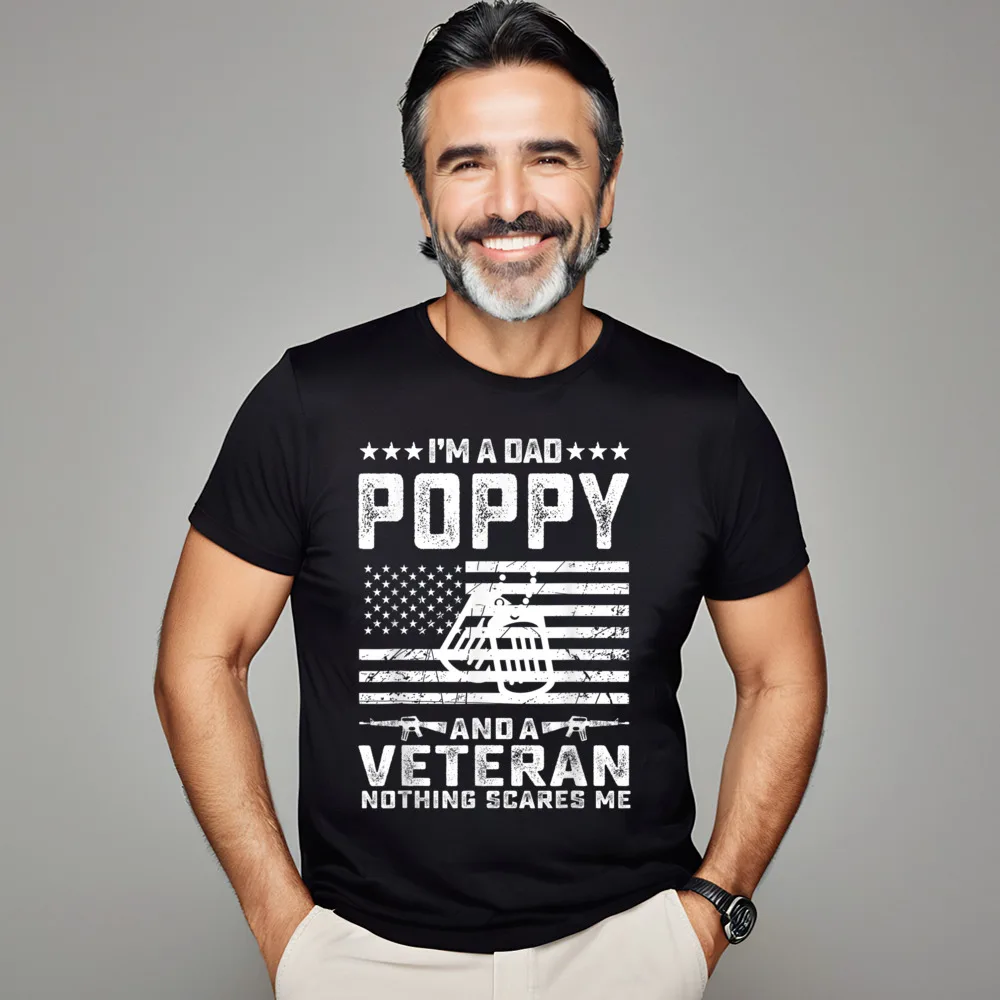 Round Collar Mens Im a Dad Poppy Combed cotton Mens T Shirt Family Short Sleeve Tops Tees Discount Outdoor T-shirts