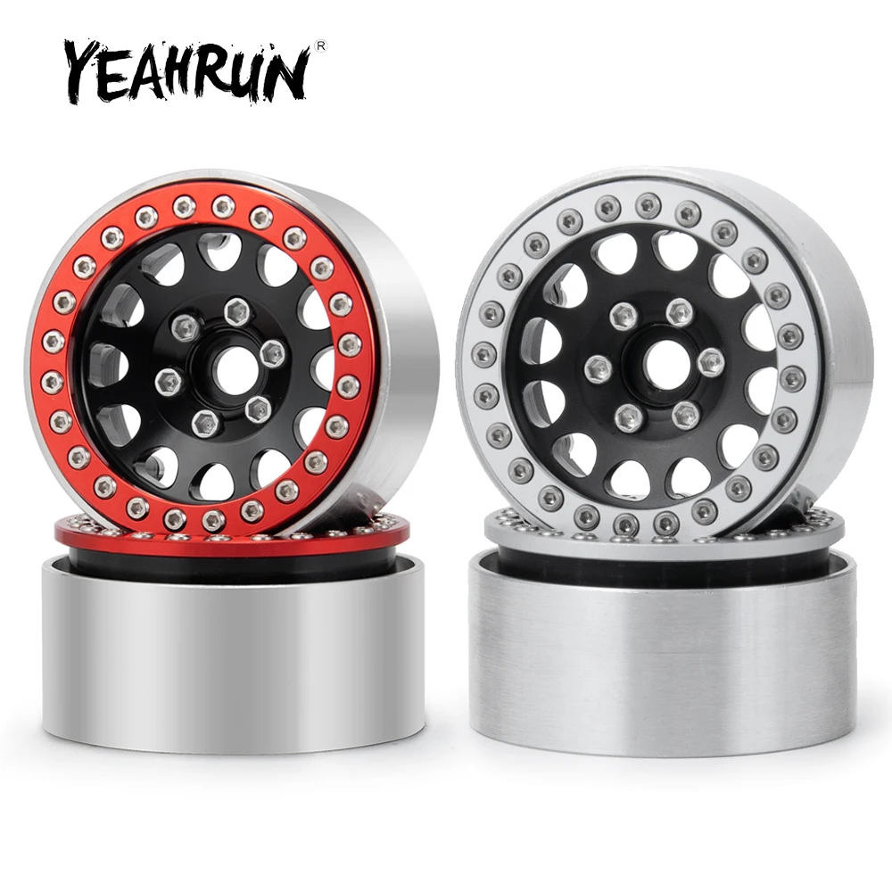 

YEAHRUN 4Pcs 1.9 inch CNC Metal Alloy Beadlock Wheel Rims Hubs for Axial SCX10 D90 TRX-4 1/10 RC Crawler Car Truck Model Parts