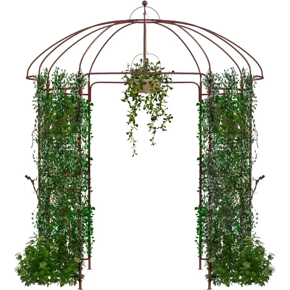 Birdcage Shape Garden Arbor, 7 x 8.4 ft Heavy Duty Metal Garden Gazebo Pergola with Trellis, Garden Arch Trellis for Climbing Pl
