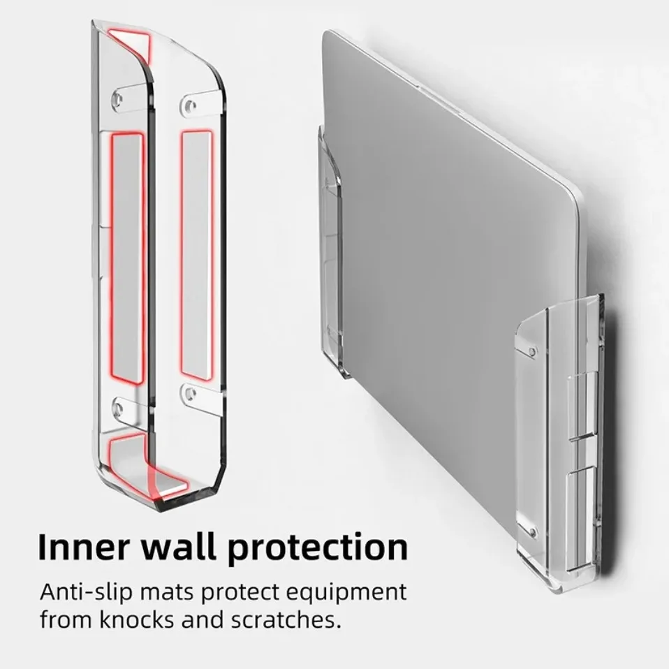Dual‑Use Under Desk Wall‑Mount Laptop Mount Anti‑Scratch Silicone Shelf Holder for Tablet Macbook Laptop