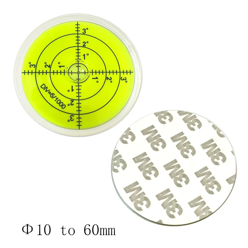 Haccury Circular Bubble Level With Adhesive Dia 10mm to 60mm Bullseye Leveling Bead Blister with Strong Double-sided Tape 1PCS