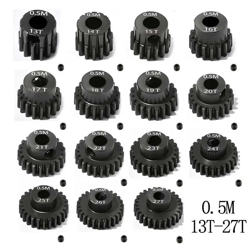 High Quality 13T-27T Material Harden M0.5 Hole 3.175mm Shaft Metal Pinion Motor Gear for RC Buggy Truggy Monster Truck