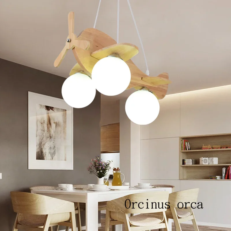 American personality solid wood chandelier boy bedroom children's room cartoon creative LED fighter chandelier free shipping