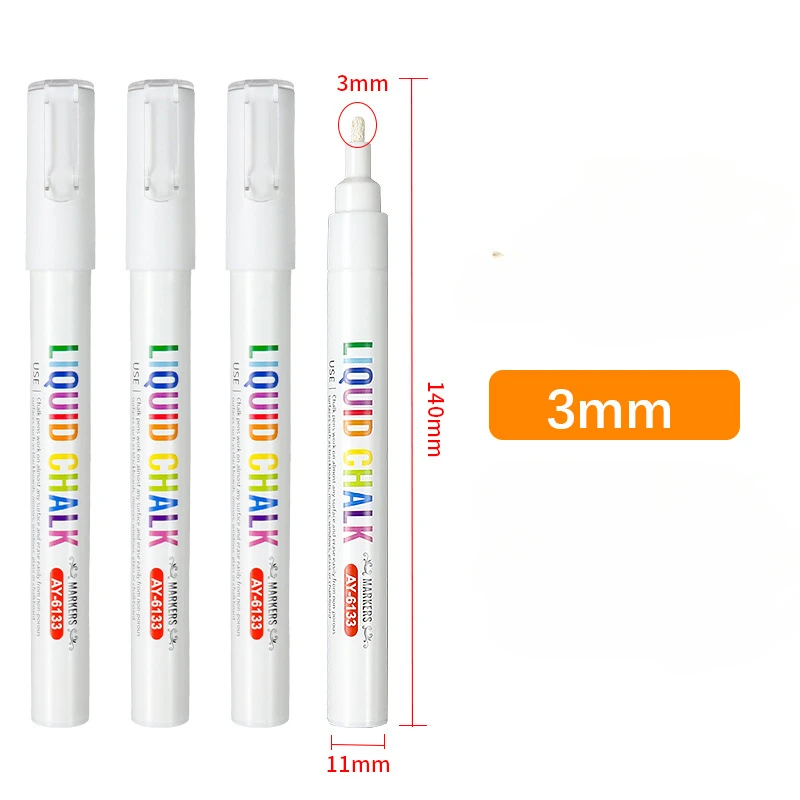 4pcs White Liquid Chalk Set Whiteboard Marker Pen Advertising LED Light Board  Water-Based Erasable Markers 0.7/6/15MM Nib