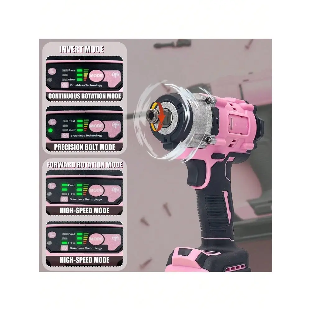 

Nm HighPower Impact Wrench, 3600 Rpm, Pink 3In1 MediumDuty Impact Screwdriver, Suitable For Automotive And Household Use.