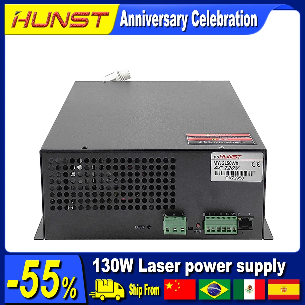 Hunst MYJG 130-150W CO2 Laser Power Supply 130W 150W Laser Generator For Co2 Engraving Cutting Machine Glass Tube