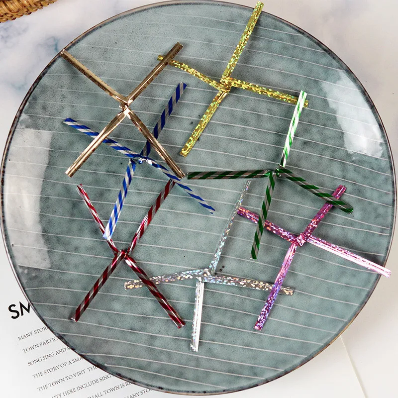 500 Stück 10cm Laser-Draht Metallische Drehverschlüsse DIY Backwaren-Verpackung Lollipop Dessert Süßigkeiten Verschluss Geschenktüten-Deko – Detail 6