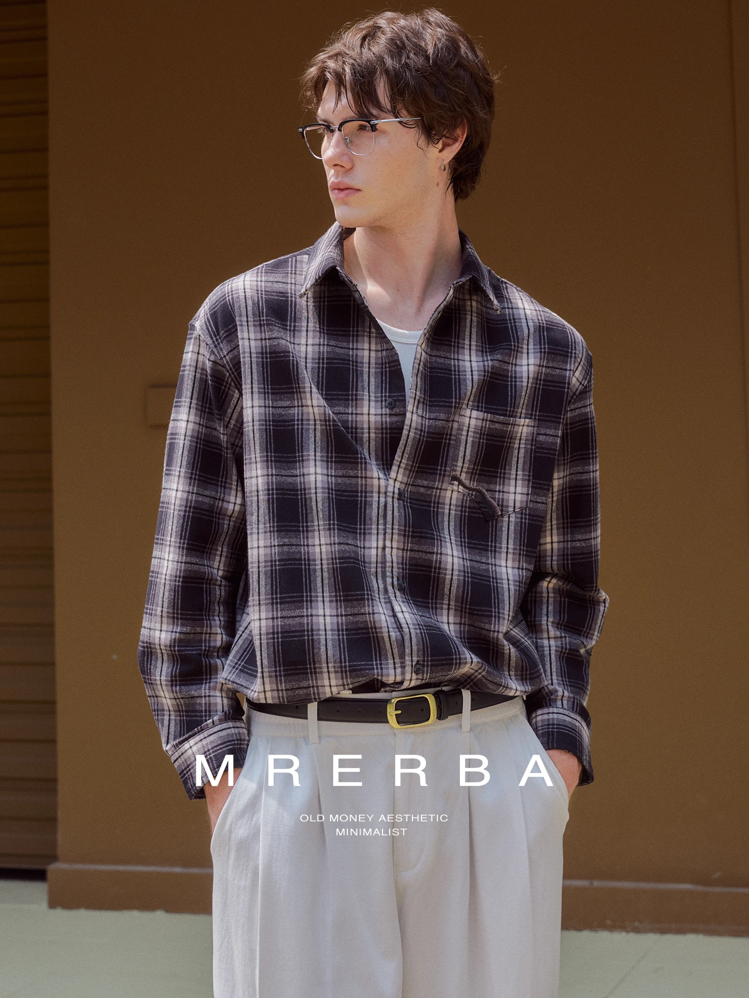 Mr. Twenty-Eight Retro Black White Plaid Pure Cotton Loose Long Sleeve Men's Casual Shoulder-Down Shirt Spring Autumn Coat