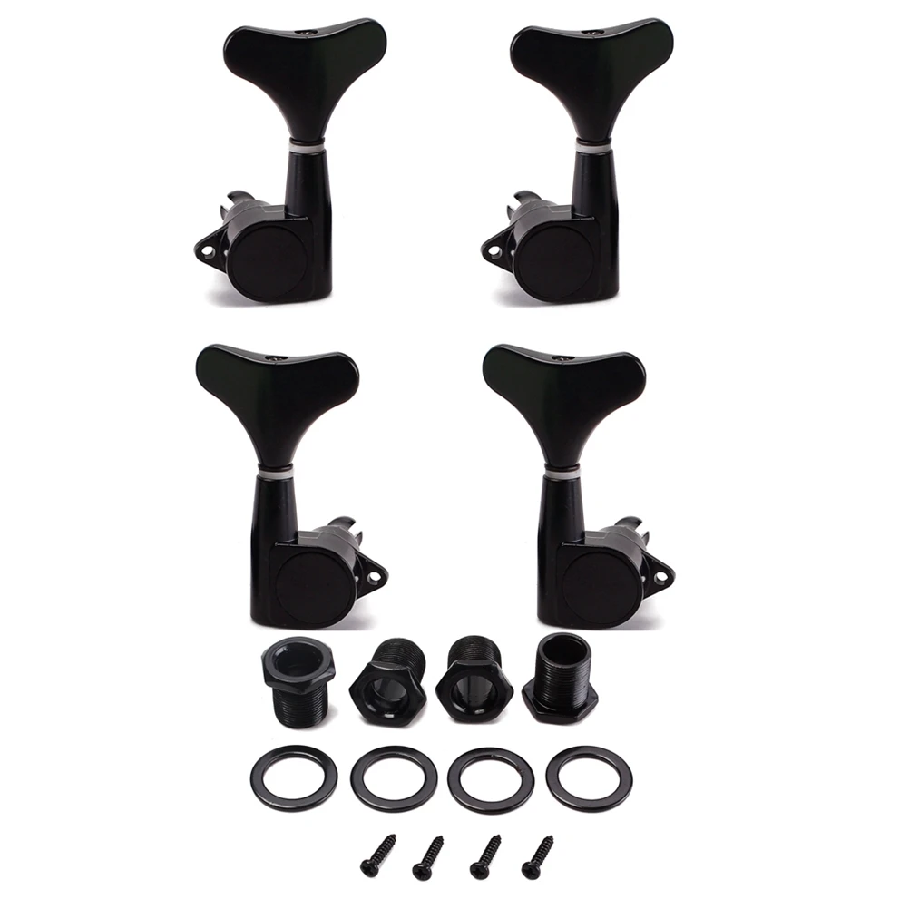 

4 Sealed Bass Guitar Tuning Pegs Machine Heads Black 2L 2R Metal String Fix Sound Quality Acoustic Electric Bass Ferrules