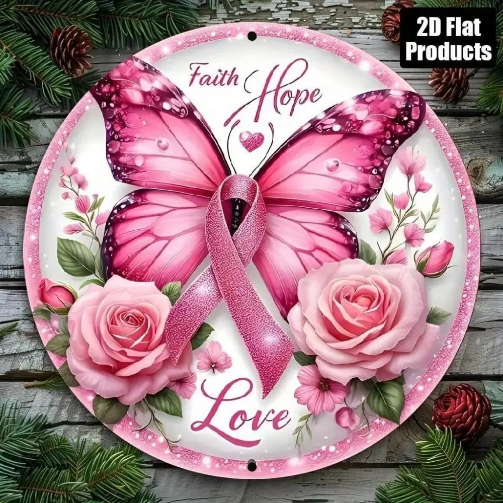 

SHEIN S925 Silver Pink Ribbon Necklace for Women Breast Cancer Awareness Charm Pendant