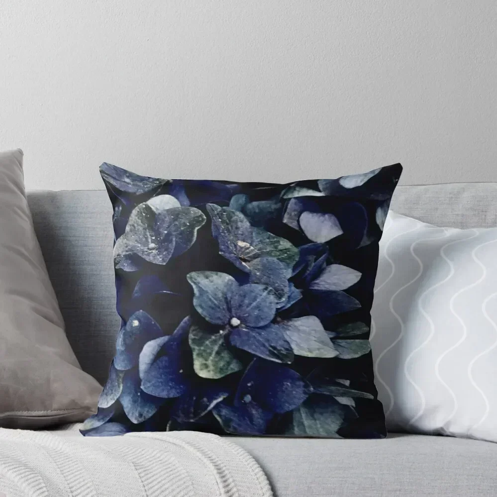 Dark Blue Hydrangea Floral Throw Pillow Pillowcases Cushion Cover Luxury ornamental pillows pillow