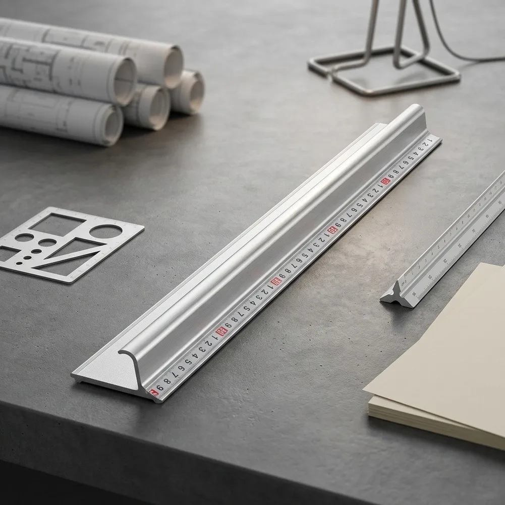 Thickened Aluminum Cutting Ruler 50 cm Length Precision Scale 0.1cm Graduation for Paper Cutting and Layout Work