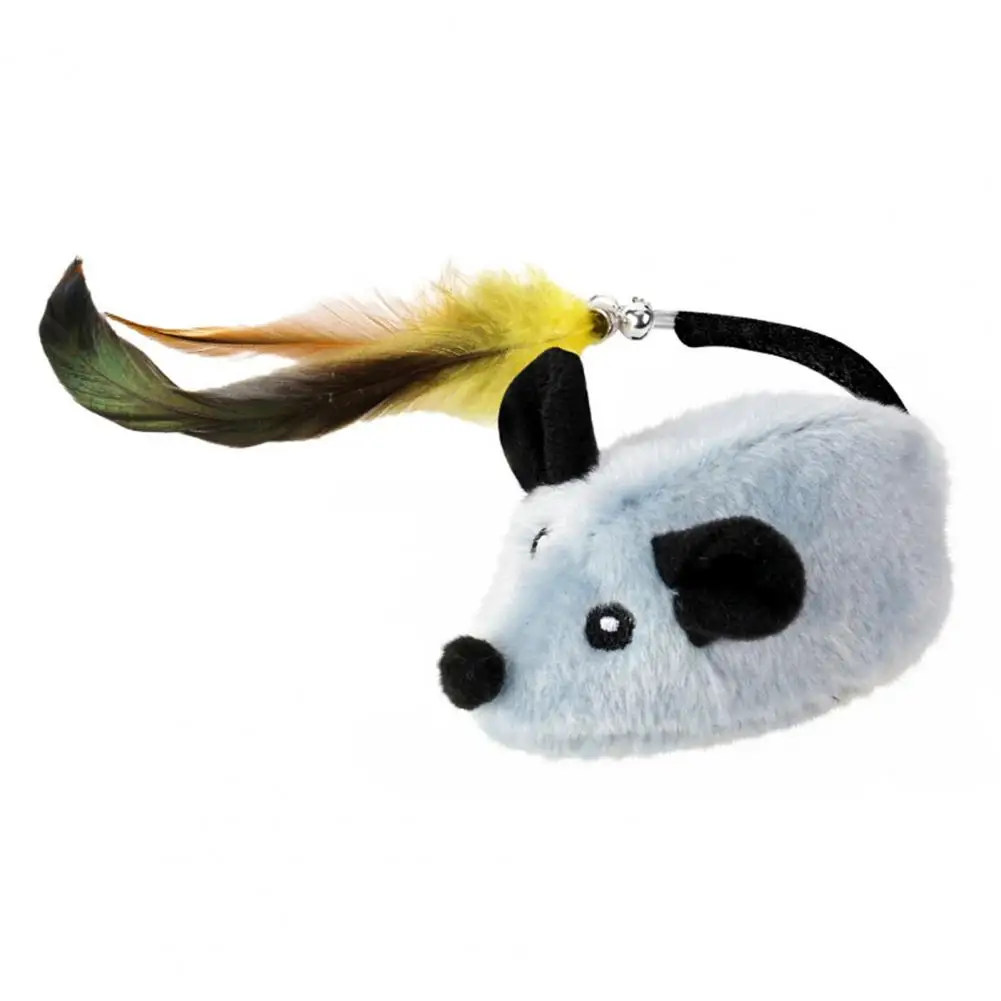 Electric Mouse Toy for Cats Interactive Plush Mouse with Remote Control Rechargeable Automatic Moving Cat Mice Toy with Feather