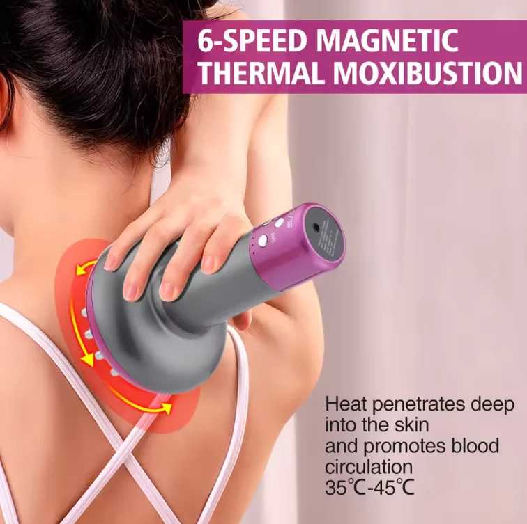 

Handheld Electric Lymphatic Drainage Machine Meridian Body Abdominal Massage Brush With Adjustable Guasha Hot Compress
