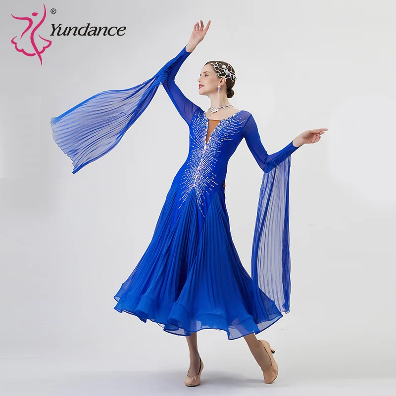 B-22207 مخصص جديد القياسية الدولية قاعة الرقص فستان جودة عالية لؤلؤة الحرير قاعة الرقص فساتين للبيع #6