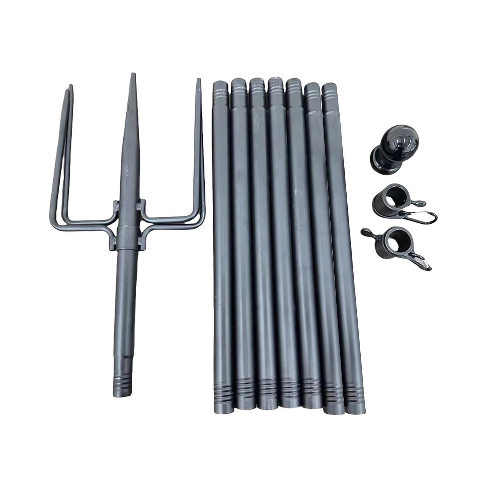 11/12FT Ground Flag Pole with 5 Prong Base Stainless Steel Outdoor Flagpole with 360° Rotating Ring for Outside Beach Boat