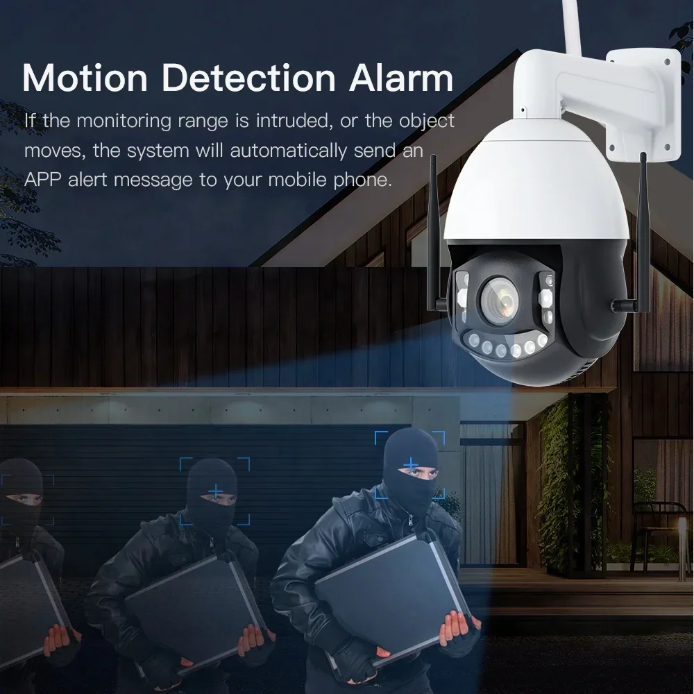 SIM Card IP 360 6inch Camera Outdoor Speed Dome PTZ Security Camera 5MP 40X PTZ Optical Zoom Pan Tilt Rotation HD 4G White CMOS