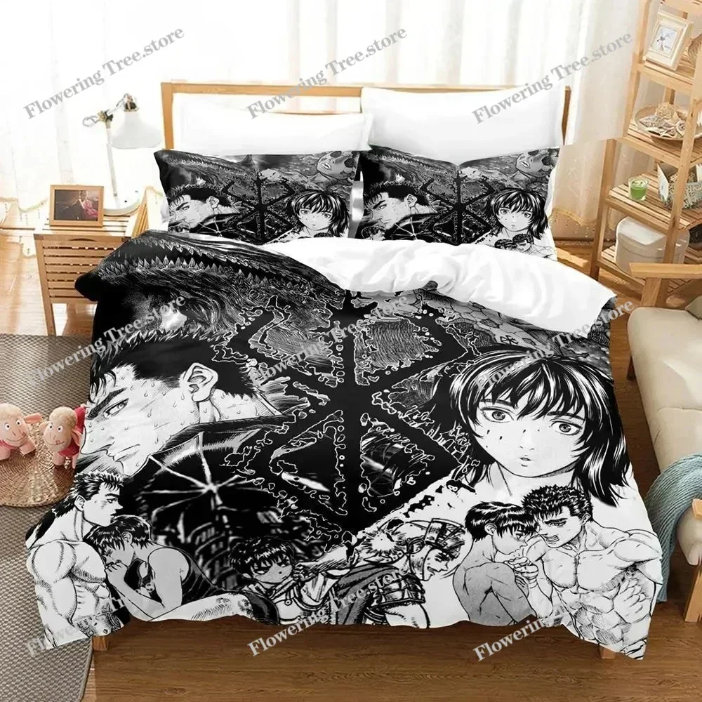 Anime Berserk Bedding Set Boys Girls Twin Queen Size Duvet Cover Pillowcase Bed Kids Adult Fashion Home Textileextile029963