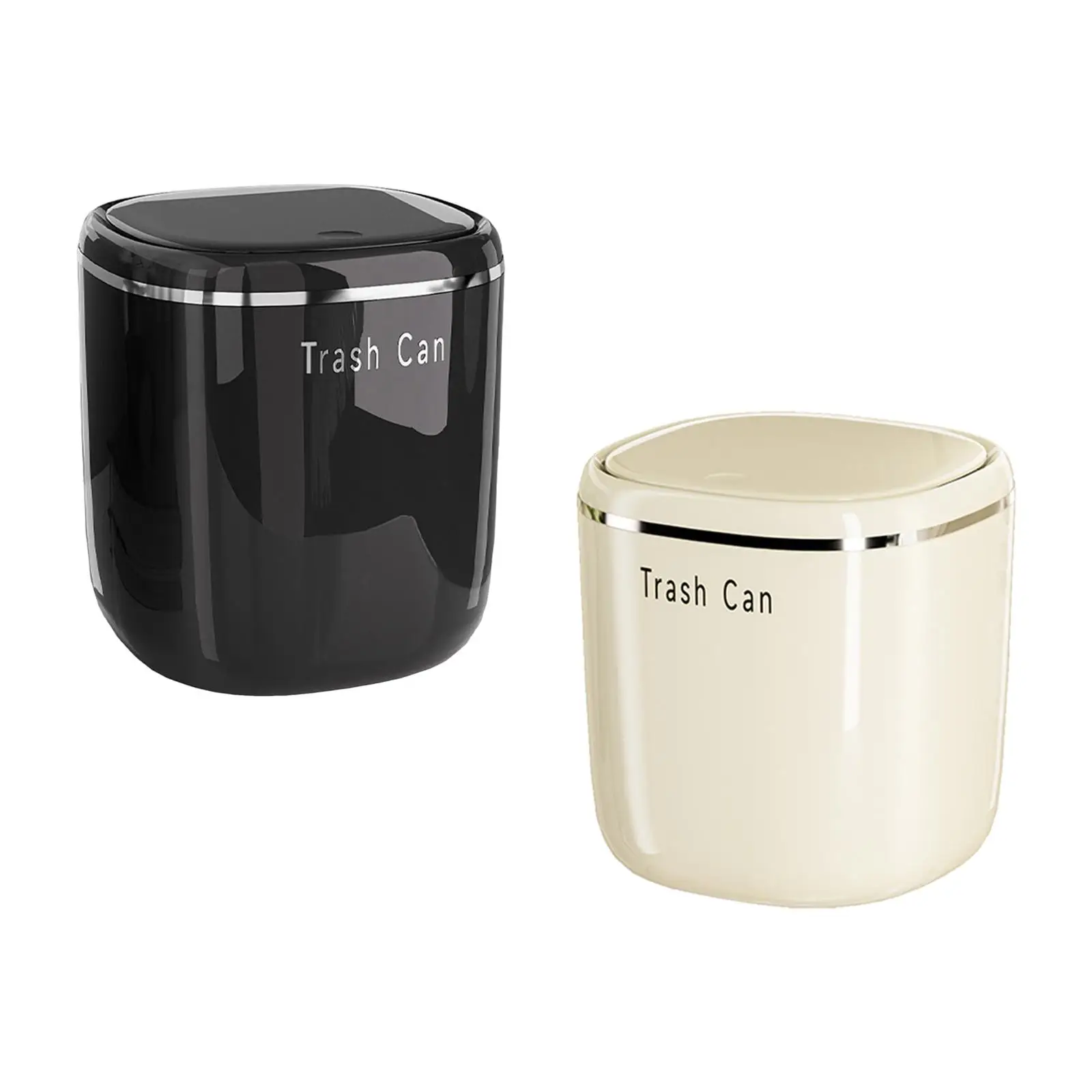 Small Trash Can with Press Type Lid Portable Tabletop Rubbish Container Trash Bin Waste Basket for Car, Office, Bedroom