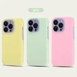 Soft Jelly Liquid Silicone Phone Case For iPhone 15 14 13 12 Pro Max Plus Cases Matte Skin-feel Silicone Shockproof Cover