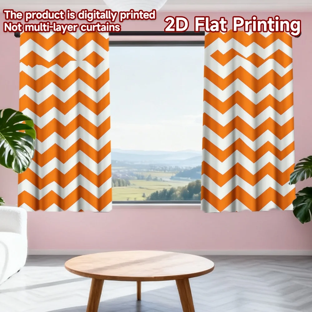 

2D flat printing 2pcs Party Window Curtains Halloween Zigzag Stripes(1) Digital Printed Polyester Drapes Birthday Party for